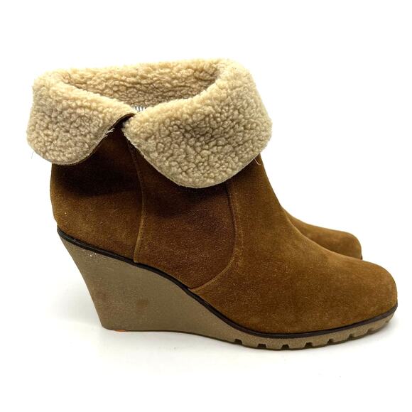 Kelsi Dagger Fontanne Leather and Shearling Wedge Boots Women's 10 US - Picture 3 of 9